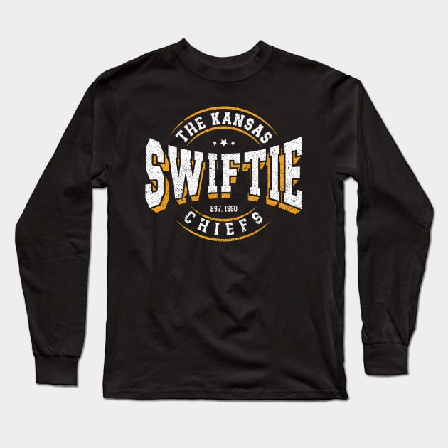 The Kansas Swiftie Chiefs. Vintage Distressed v10 Long Sleeve T-Shirt by Emma